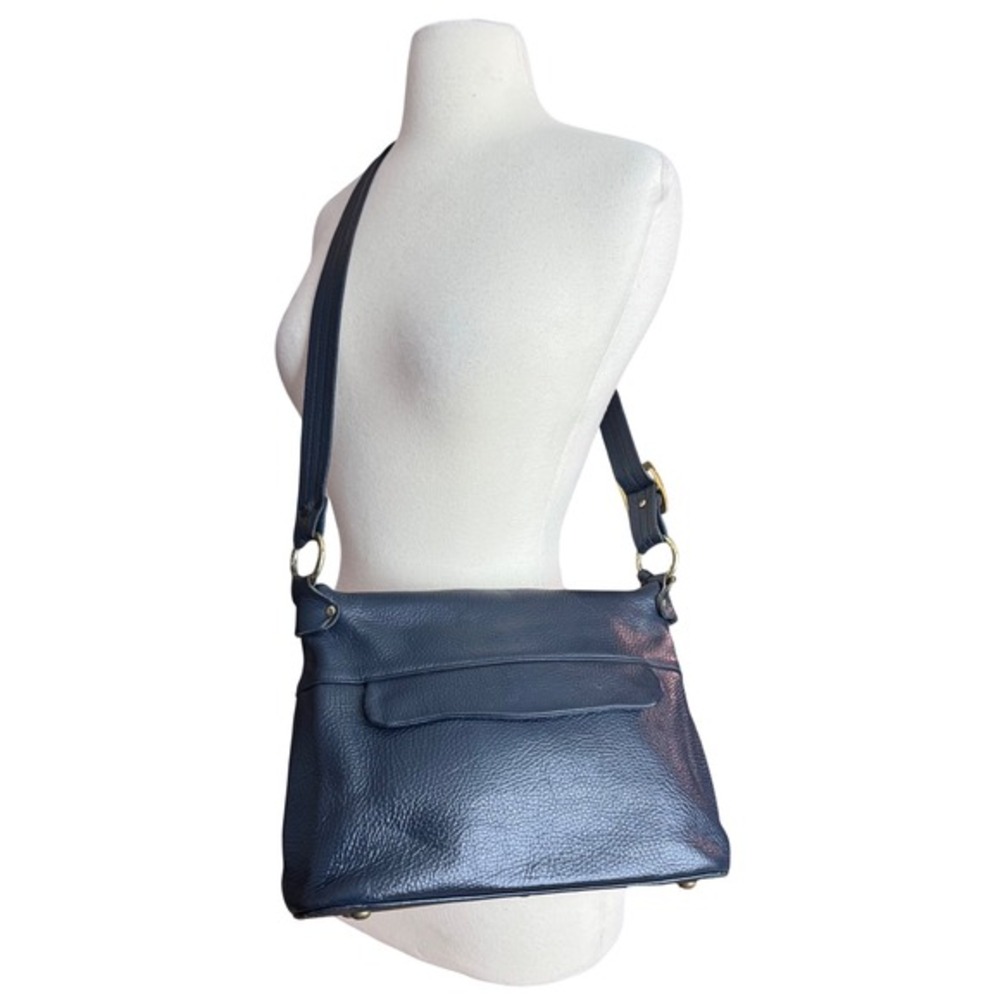 Vintage 80's‎ Casuals by Justin Navy Blue Leather Shoulder Bag Metal Frame